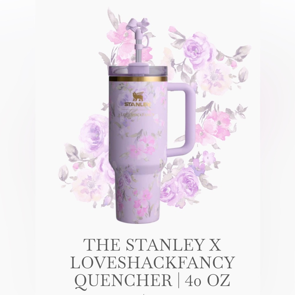 In hand- Stanley x Love Shack Fancy Quencher 40 oz Happy Thoughts